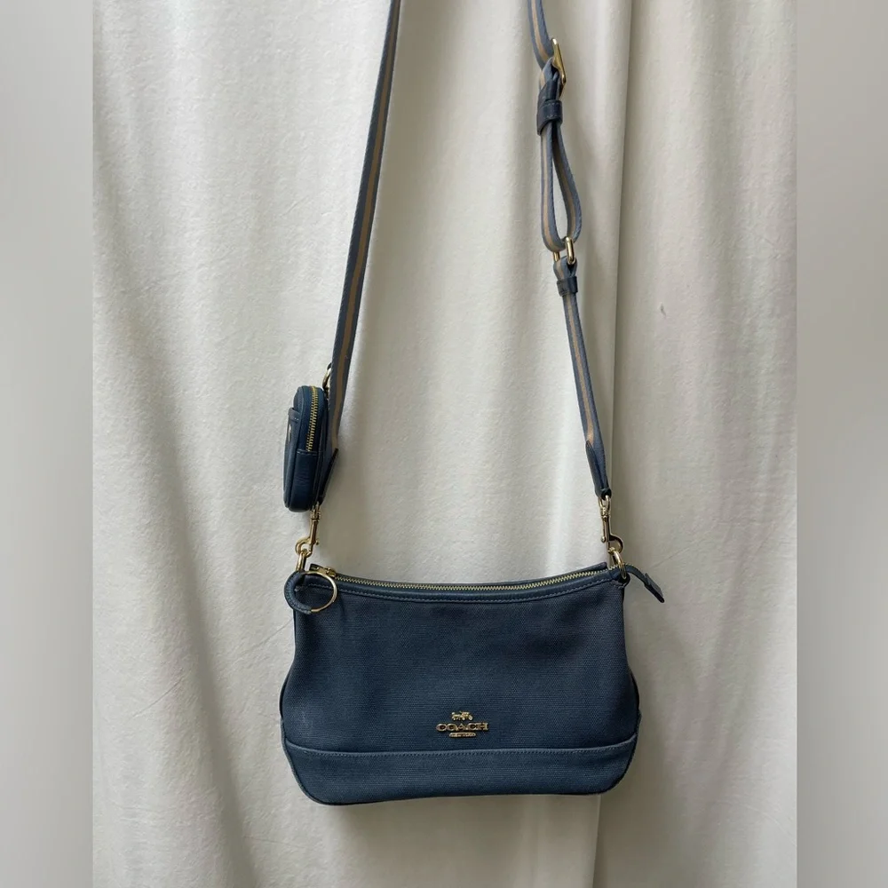 Coach Ellis Crossbody Bag with Gold Accents Color Midnight Blue - Picture 11 of 12